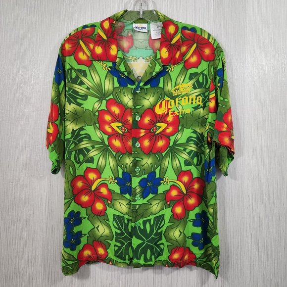 Corona Extra tropical Hawaiian print shirt with Corona graphics men's size M - Picture 1 of 8